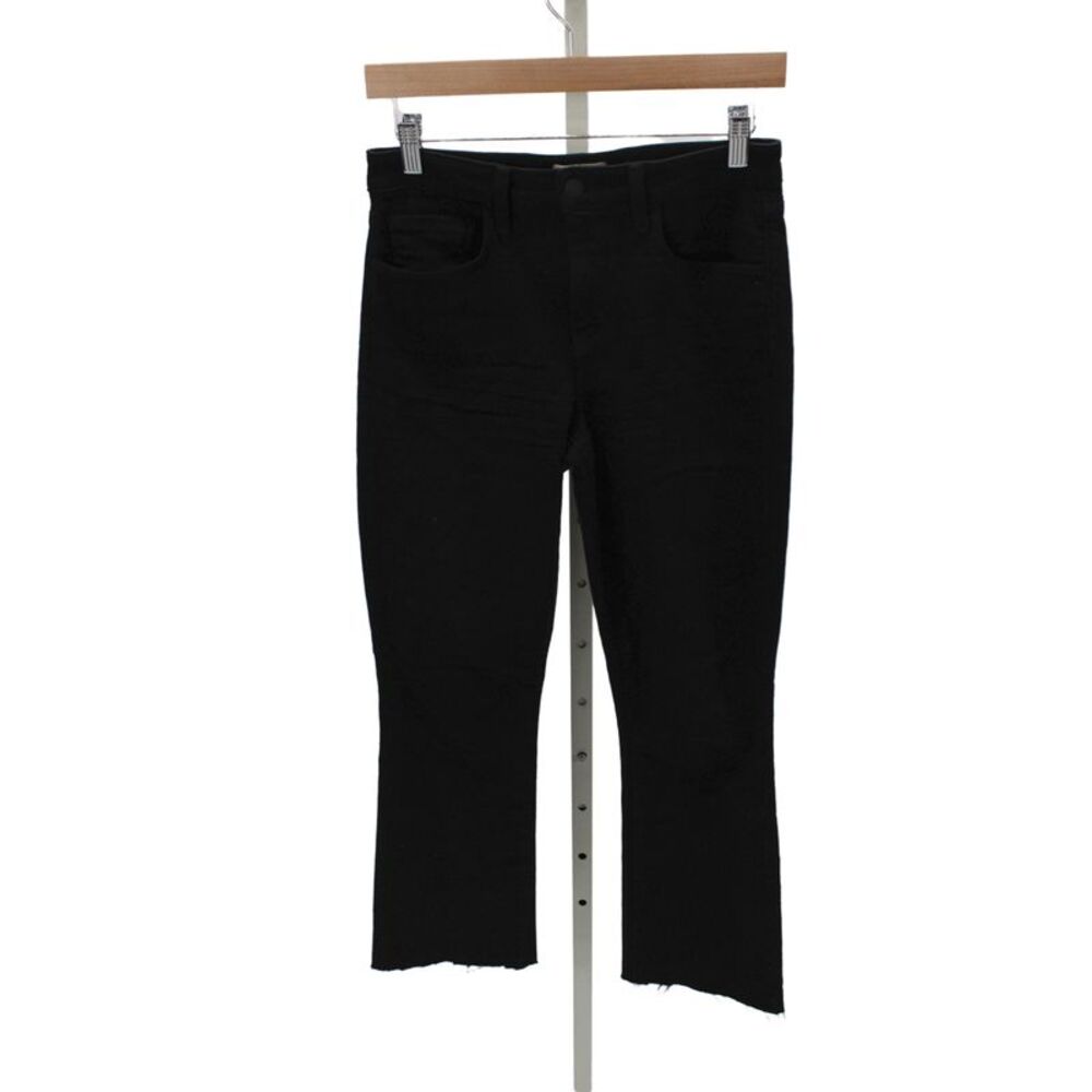 L'Agence Women Black High Waist Cropped Jeans Cotton Button Size 26